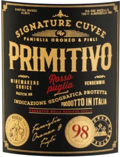 Famiglia Oronzo & Figli Primitivo Rosso Puglia IGP - Vino Pellegrino 5 Famiglia Oronzo & Figli Primitivo Rosso Puglia IGP - Vino Pellegrino -Chevalier Wine Geschaft 40624 label