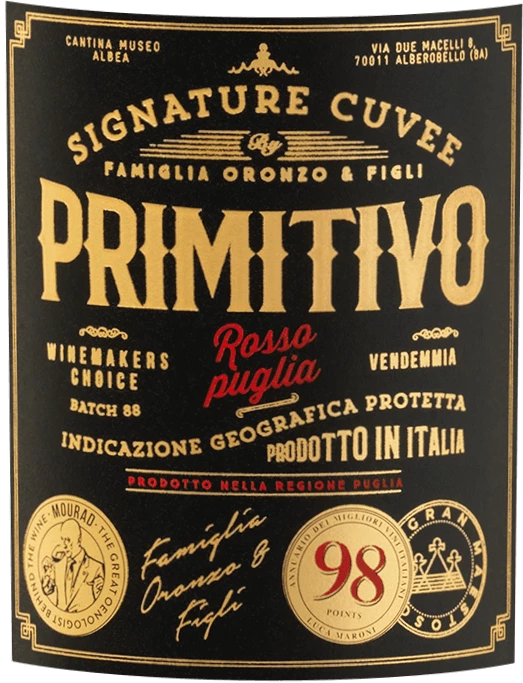 Famiglia Oronzo & Figli Primitivo Rosso Puglia IGP - Vino Pellegrino 4 Famiglia Oronzo & Figli Primitivo Rosso Puglia IGP - Vino Pellegrino - Image 2