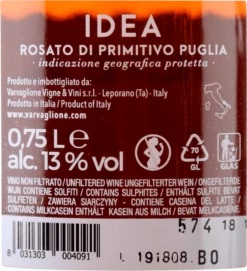 IDEA Rosa Di Primitivo Di Puglia IGP - Varvaglione 7 IDEA Rosa Di Primitivo Di Puglia IGP - Varvaglione -Chevalier Wine Geschaft idea rosa di primitivo varvaglione ruecken etikett