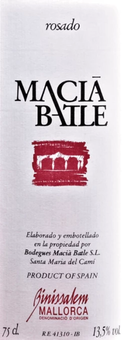 Rosado Mallorca - Macià Batle -Chevalier Wine Geschaft macia batle rosado etikett