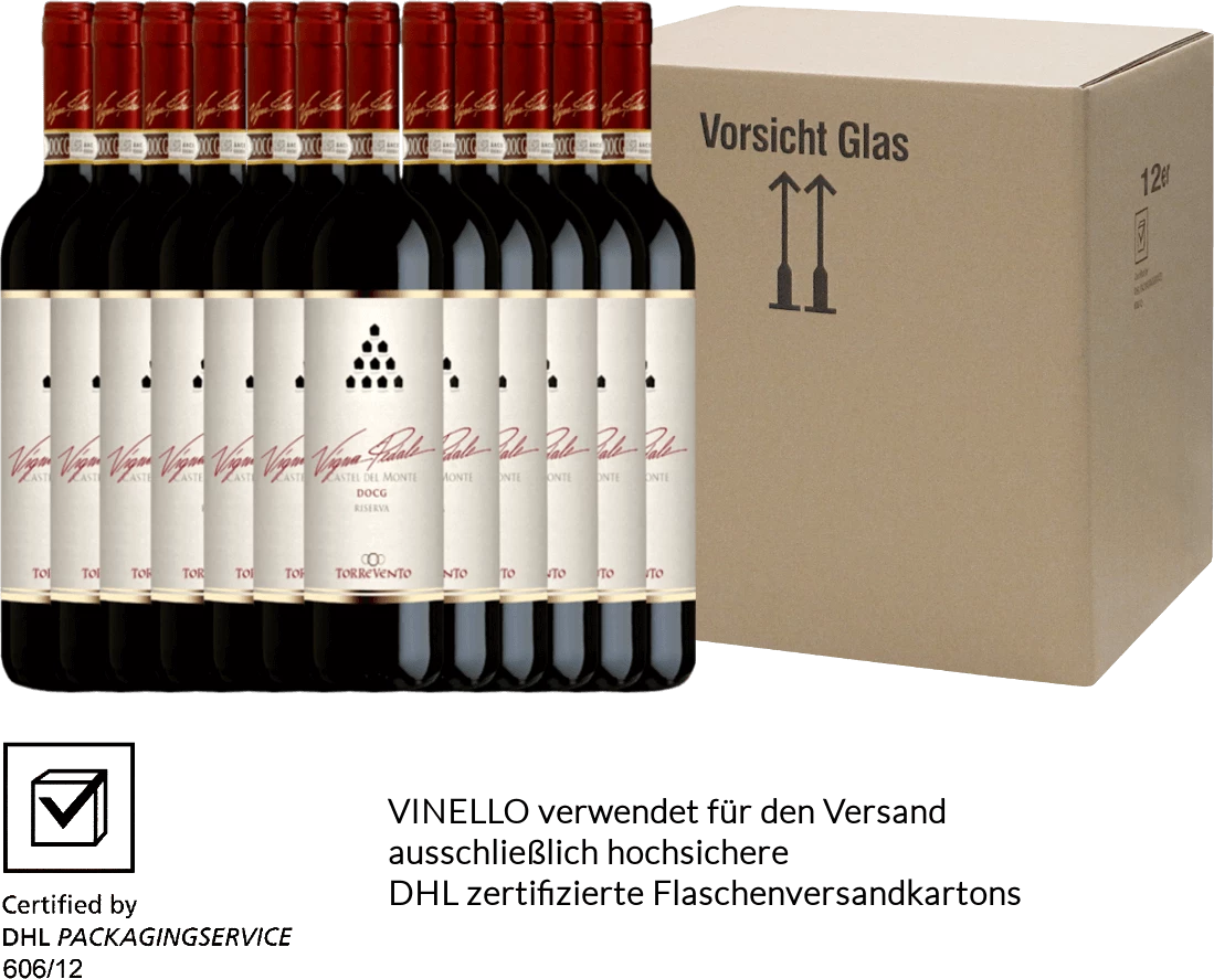 12er Vorteils-Weinpaket - Vigna Pedale Castel Del Monte Riserva DOCG 2016 - Torrevento 3 12er Vorteils-Weinpaket - Vigna Pedale Castel Del Monte Riserva DOCG 2016 - Torrevento